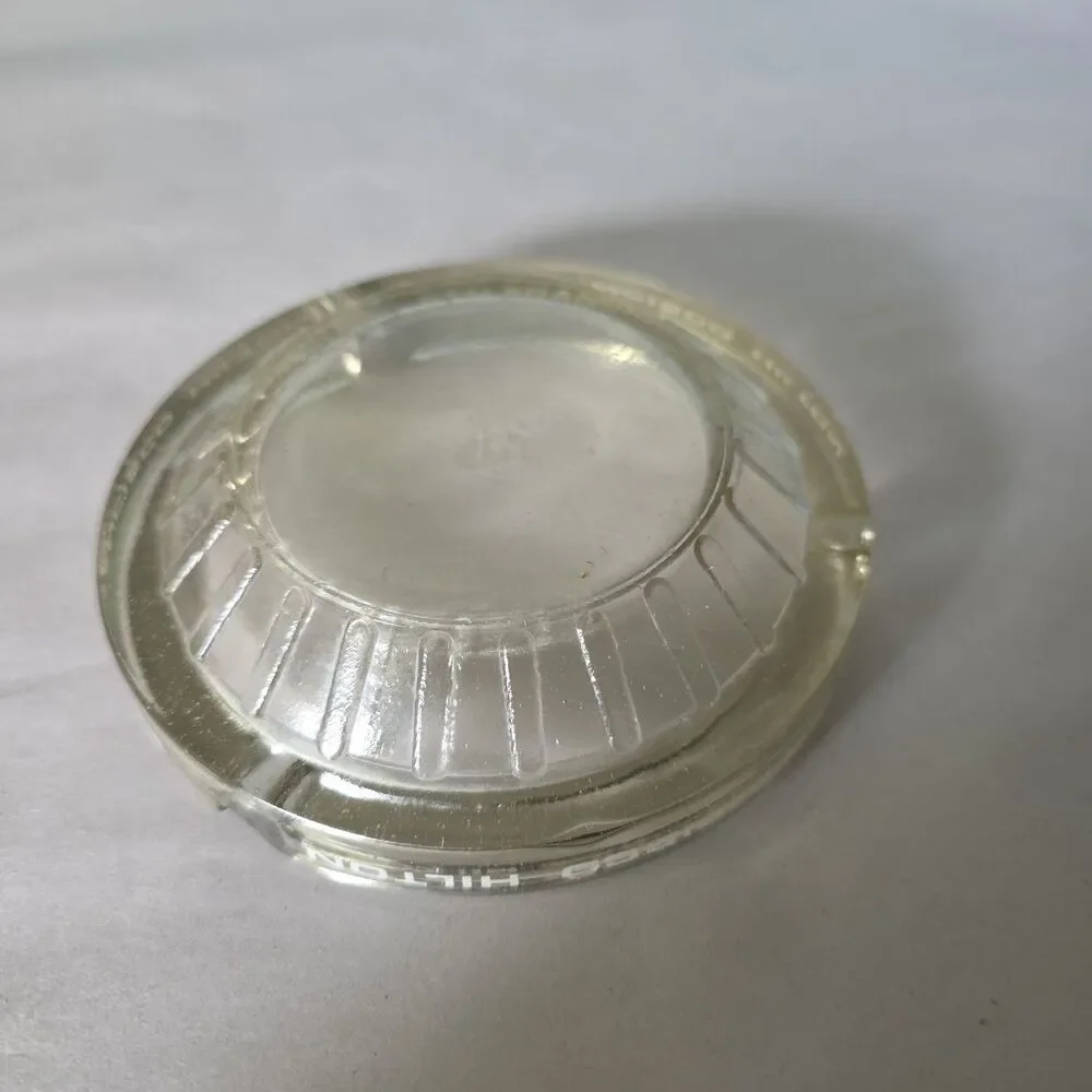 Hilton Hotel San Francisco  Ashtray Vintage  Round Clear Glass